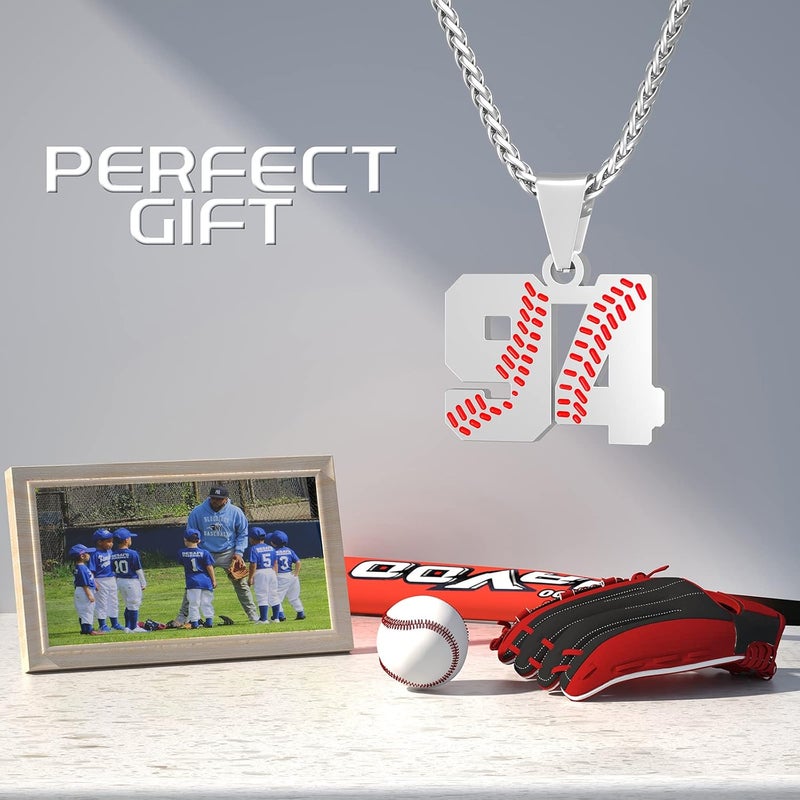 Wikavanli Personalized Baseball Jersey Number 00-99 Necklace - Stainless Steel Baseball Chain Pendant Necklace - Team Jewelry Gift for Boys, Girls, Men, Women - Image 4